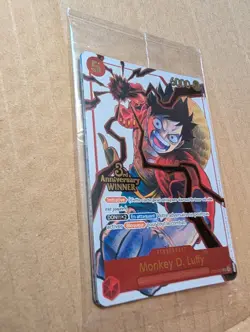 One Piece TCG Monkey.D.Luffy (FRENCH) 3rd Anniversary WINNER ST01-012 Promo - Image 4