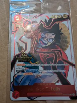 One Piece TCG Monkey.D.Luffy (FRENCH) 3rd Anniversary WINNER ST01-012 Promo - Image 5