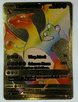 Pokemon Charizard GX Rainbow Stage-2 Gold Metal Card HP250 Pokemon Card #147 NEW - Image 2