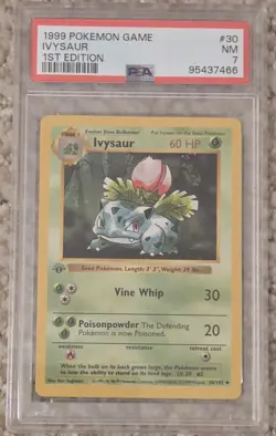 Pokemon 1999 shadowless Ivysaur 1st Edition #30 PSA 7 - Image 1
