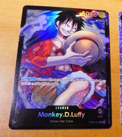 ONE PIECE ENGLISH CARD HOLO GAME CARTE Monkey.D. Luffy ST08-001 SR L ST EN NM - Image 1