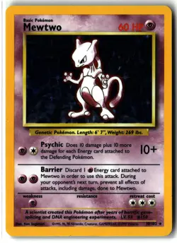 Mewtwo ⭐ 10/102 WOTC Holo Rare Base Set 1999 Pokemon NM/LP - Image 1