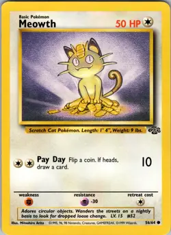 Meowth 56/64 Jungle Pokemon TCG LP - Image 1