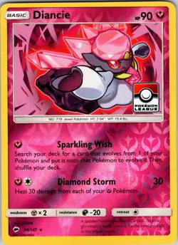 Diancie 94/147 Pokemon League League & Championship Pokemon TCG LP Reverse Holo - Image 1
