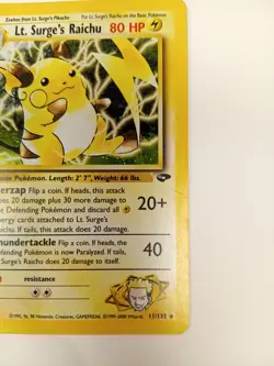 Pokemon TCG Lt. Surge's Raichu Holo Gym Challenge 11/132 MP - Image 5
