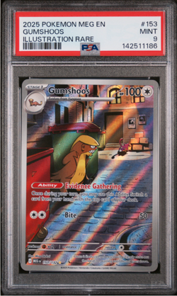 PSA 9 2025 Pokemon Meg EN-Mega Evolution Gumshoos Illustration Rare #153 - Image 1