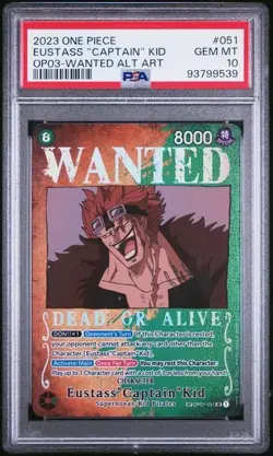 One Piece PSA 10 Eustass Kid #051 Wanted Alt OP03 2023 English - Image 2