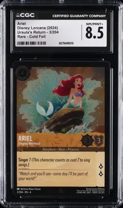 2024 DISNEY LORCANA URSULA'S RETURN - RARE - COLD FOIL #3/204 ARIEL CGC 8.5 - Image 1