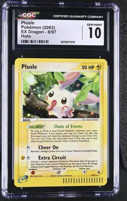 CGC 10 GEM MINT Plusle 2003 EX Dragon 8/97 Holo Pokemon Card - Image 1