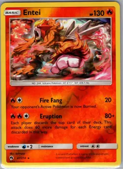 Entei 47/214 Reverse Holo SM - Lost Thunder - Pokemon Card - NM - Image 1