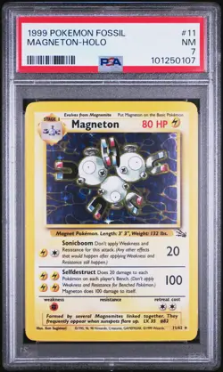 1999 Pokemon Fossil Holo Magneton PSA 7 #11/62 - Image 1