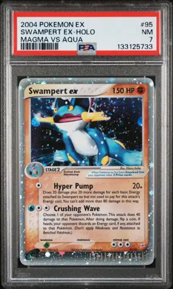 2004 POKEMON EX TEAM MAGMA VS TEAM AQUA #95 SWAMPERT EX-HOLO PSA 7 - Image 1