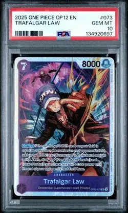 2025 One Piece OP12 EN Trafalgar Law PSA 10 GEM SUPER RARE Extended Art #073 - Image 1
