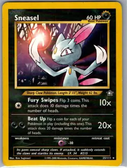 Sneasel 25/111 Non Holo Neo Genesis - Pokemon Card - LP - Image 1