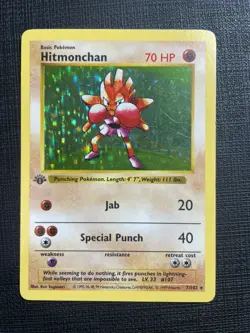 Pokemon TCG Hitmonchan Base Set 7/102 Holo 1st Edition Holo Rare - Image 1