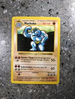 Pokemon TCG Cards SHADOWLESS Base Set Machoke 34/102 Uncommon LP-MP - Image 1