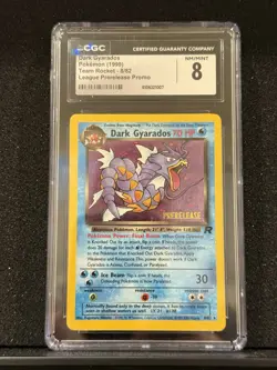 CGC 8 Dark Gyarados 8/82 League Prerelease Promo Team Rocket 1999 Pokemon Card - Image 1