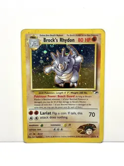 Pokemon TCG Brock’s Rhydon 2/132 Unlimited Gym Heroes 2000 - Damaged - Image 1