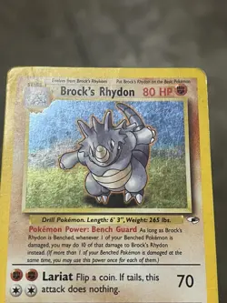 Pokemon TCG Brock’s Rhydon 2/132 Unlimited Gym Heroes 2000 - Damaged - Image 3