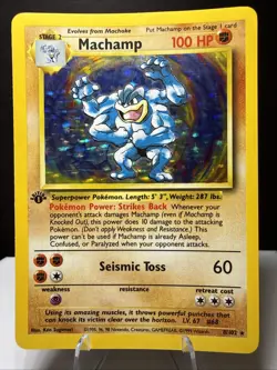 Pokemon 💎 1st Edition Machamp Holo Base Set 8/102 💎 NM- Great Centering - Image 1