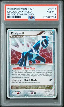 2008 POKEMON DIAMOND & PEARL BLACK STAR PROMO #DP17 DIALGA LV.X-HOLO PSA 8 - Image 1