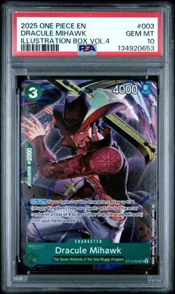 2025 One Piece IBV4 Dracule Mihawk PSA 10 GEM FULL ART PROMO #003 - Image 1