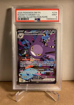 2025 Pokemon Destined Rivals Eng TEAM ROCKET’S CROBAT ex SIR 234 PSA 9 MINT 🦇🚀 - Image 1