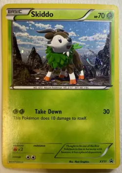 Skiddo XY11 Cosmos Holo Black Star Promo Pokemon Card HD FART SWIRL - Image 1