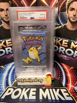 2000 Pokemon Base Set 2 Raichu Sealed Booster Pack PSA 8 - Image 1