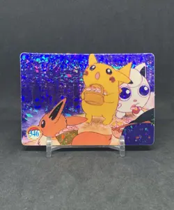 Pokemon Pocket Monsters Vintage Vending Prism Sticker Card #346 Pikachu Eevee - Image 1