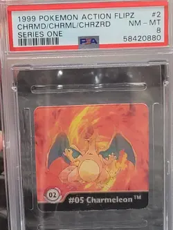 1999 Pokemon Action Flipz Series One Charizard Charmander Charmeleon #2 PSA 8 - Image 4