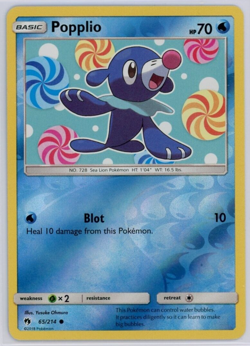 Pokemon TCG Popplio Sun & Moon Lost Thunder 65/214 Reverse Holo Common - Image 1