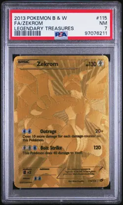 Pokemon Zekrom 115/113 PSA 7 NM BW Legendary Treasures Gold Secret Rare Full Art - Image 1