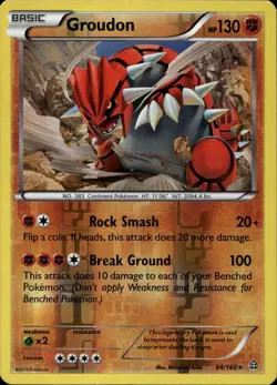 Groudon 84/160 Rare Reverse Holo XY Primal Clash Pokemon - Image 1
