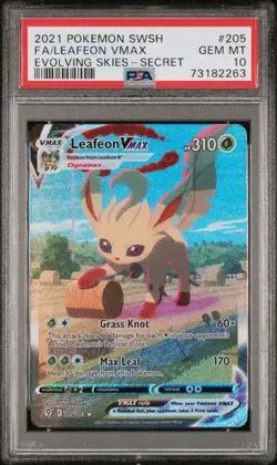 Pokemon Leafeon VMAX Evolving Skies Secret Rare Full Alt Art #205 PSA 10 - Image 1