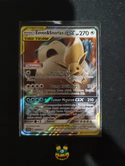 Pokemon Eevee Snorlax GX 166/SM-P Stamped Promo Tag Team Indomaret Indonesia - Image 1