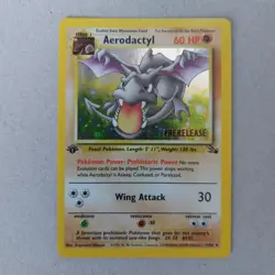 Aerodactyl 1/62 PRERELEASE Rare Fossil Holo Pokemon Card WOTC Collectible - Image 1
