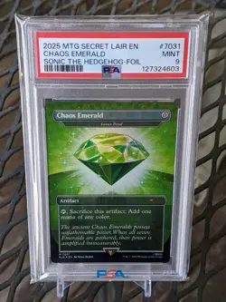 2025 MTG Secret Lair EN Chaos Emerald Sonic Foil #7031 PSA 9 MINT - Image 1