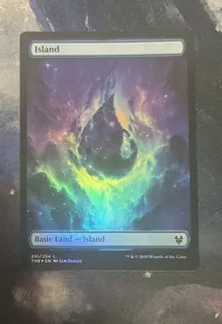 Mtg- Island (251) Full Art Foil- Theros Beyond Death- NM - Image 1