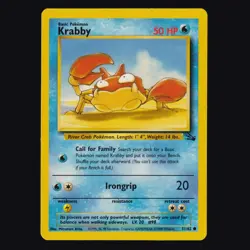 Krabby 51/62 Fossil Common Vintage WOTC Pokemon TCG NM - Image 1