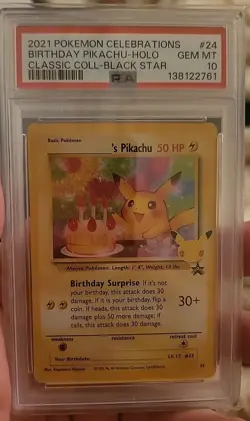 2021 Pokemon Celebrations Birthday Pikachu Holo Black Star PSA 10 - Image 1