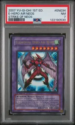 2007 YU-GI-OH! STON-STRIKE OF NEOS #EN034 ELEMENTAL HERO AIR NEOS PSA 7 - Image 1