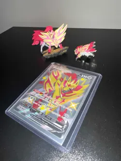 Pokemon Crown Zenith Shiny Zamazenta V Promo Card, Badge And Figure - Image 1
