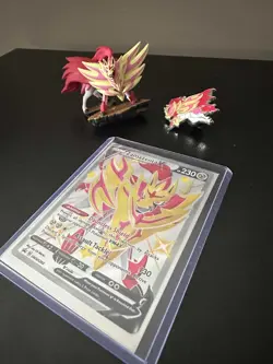 Pokemon Crown Zenith Shiny Zamazenta V Promo Card, Badge And Figure - Image 2