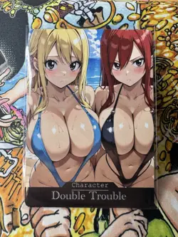 Fairy Tail Lucy, Erza “Double Trouble” Goddess Story Waifu Anime Custom Card - Image 1