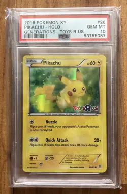 2016 Pokemon XY Generations Pikachu Toys R Us Promo Holo Card PSA 10 POP 55 - Image 1