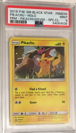 2019 Pokemon Sun & Moon Black Star Promo PSA 9 Pikachu HOLO #SM234 - Image 1