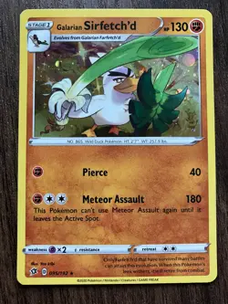 SWIRL HOLO Galarian Sirfetch'd 095/192 - 2020 Pokemon Rebel Clash Rare Card - NM - Image 1
