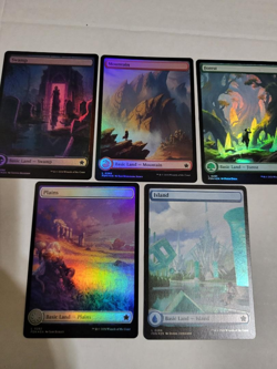 MTG ONE OF EACH LAND FOUNDATION 5X ART LAND ALL FOIL ART EX-MINT FREE SHIP! - Image 1