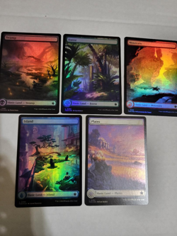 MTG ONE OF EACH LAND FOUNDATION 5X ART LAND ALL FOIL ART EX-MINT FREE SHIP!!! - Image 1